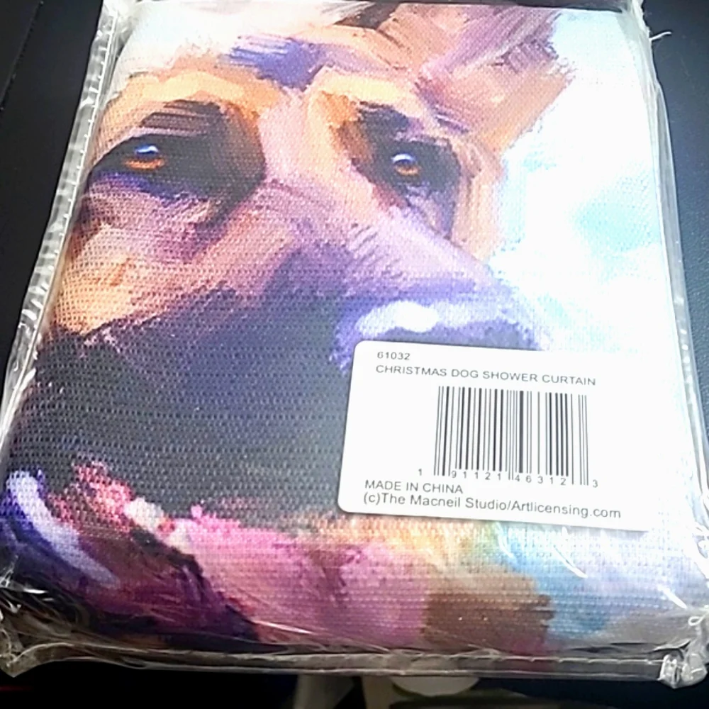 NIB The Macneil Studio Fabric Christmas Dog Shower Curtain